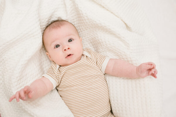 white textured waffle blanket